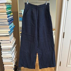 Reformation Wide Leg pant in navy blue